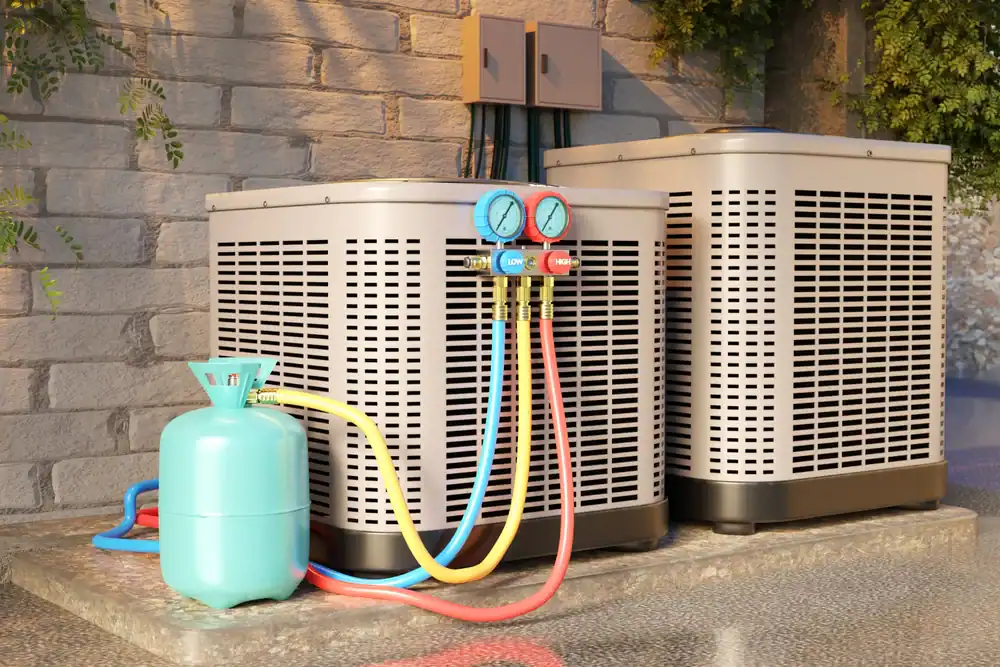An air conditioner with a tank and hoses, perfect for reliable cooling—ideal for those seeking HVAC contractor services in New York City.